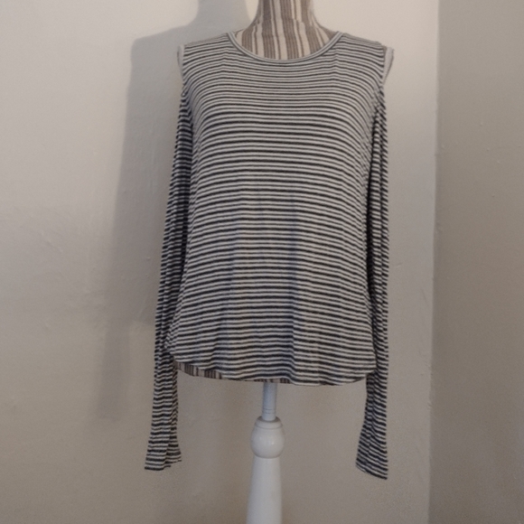 Prince & Fox Striped Cold Shoulder Long Sleeve Top Size XL - Picture 10 of 10